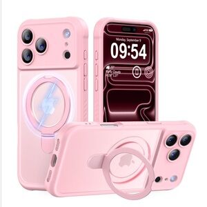 iPhone 17 PRO MagSafe Protective Case with Ring Holder Stand-PINK